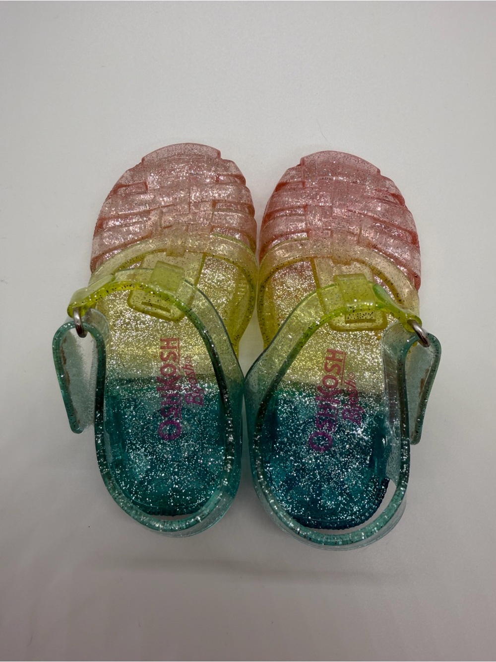 Glitter Ombre Jelly Sandals for Kids - Pink, Yellow, Teal